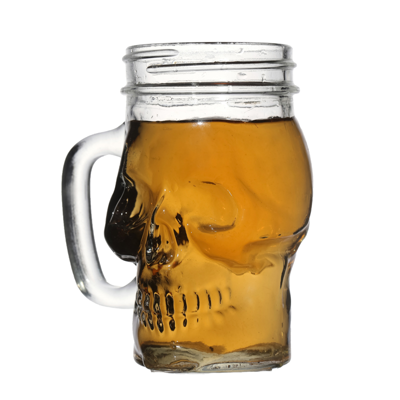 Coupes de boisson de boisson en verre de verre de crâne de 300 ml avec couvercle à vis