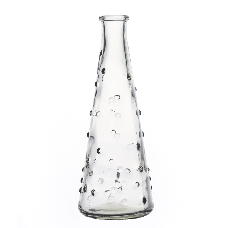 Vase de bouteille en verre de silex de conception de cônes de décoration à la maison de 200 ml pour la fleur