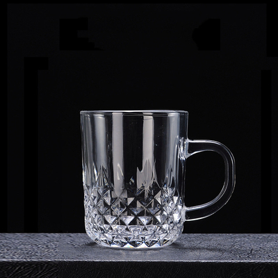 Tasses à café en verre cristal 8oz Diamond Design avec poignée